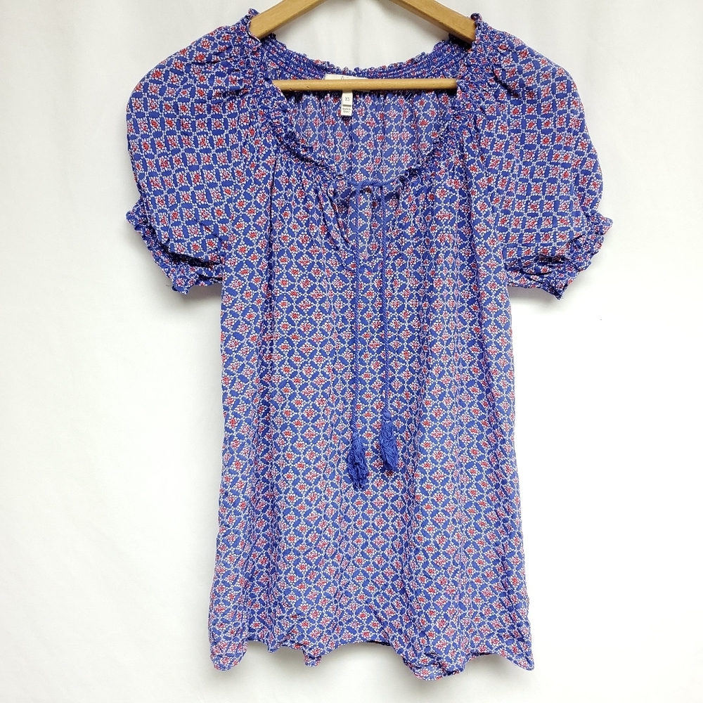 Joie masha silk tassel top red blue